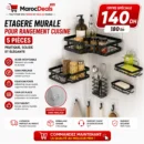 Étagère murale cuisine 5 pièces avec crochets adhésifs